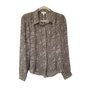 Anthropologie The Korner Snakeskin Print Blouse Long Sleeve Neutral Colour